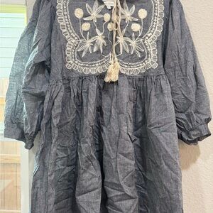 Velzera Gray Embroidered shirt